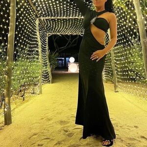 Christopher Esber Cut-Out Hardware Dress Asymmetric Maxi Statement Evening UK8